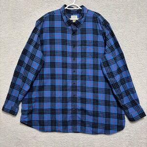 LL Bean Traditional Fit Flannel Shirt Blue Black Red Plaid XXXL Tall Button Down